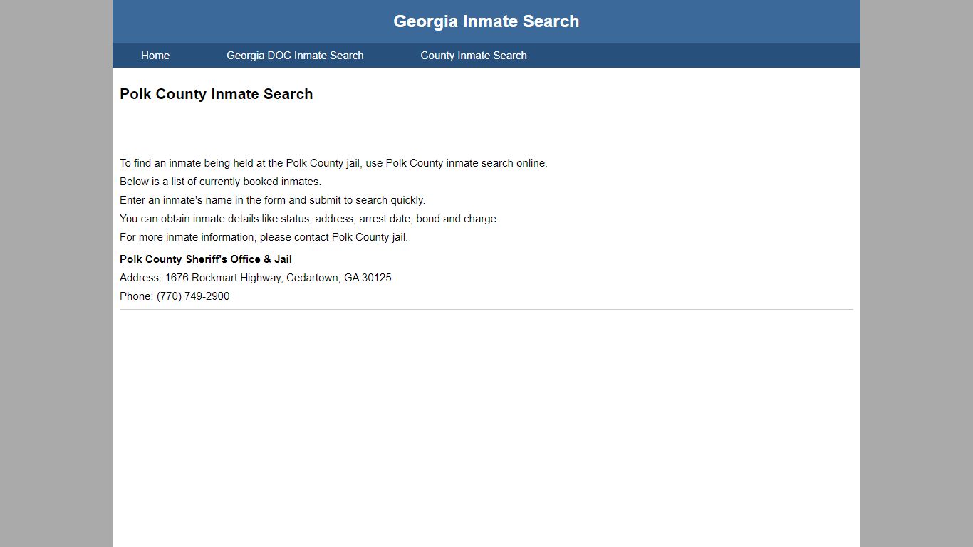 Polk County Jail Inmate Search