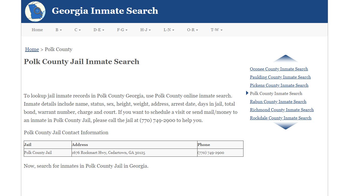 Polk County Jail Inmate Search